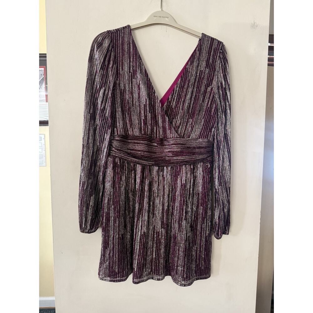 Lilly Pulitzer Riza Long Sleeved Romper Mulberry Gold Metallic Size Large EUC - Picture 8 of 10